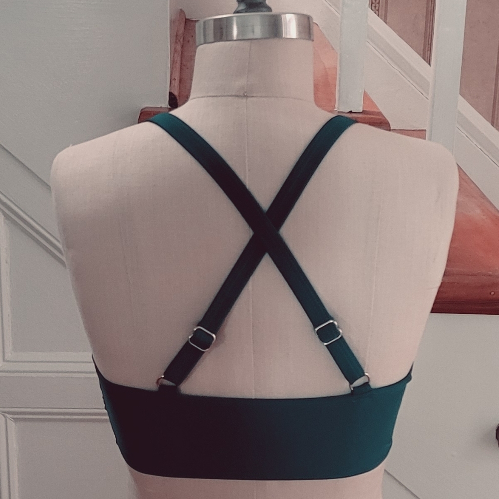 BLOOMING JELLY Crisscoss Back Bikini Top Size Medium Teal Turquoise - Picture 5 of 9